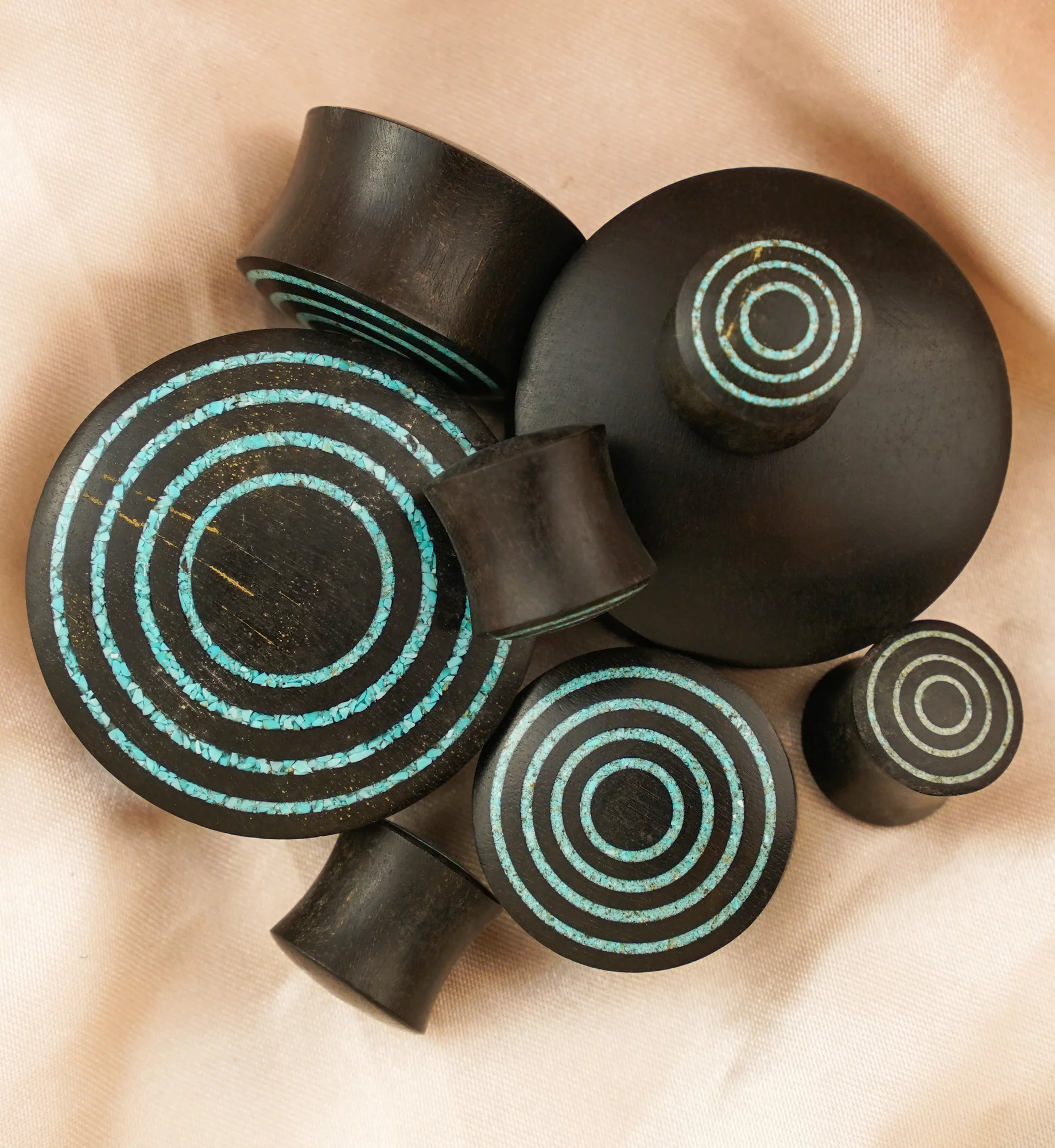 Target Turquoise Stone Inlay Areng Wooden Plugs - Image 2