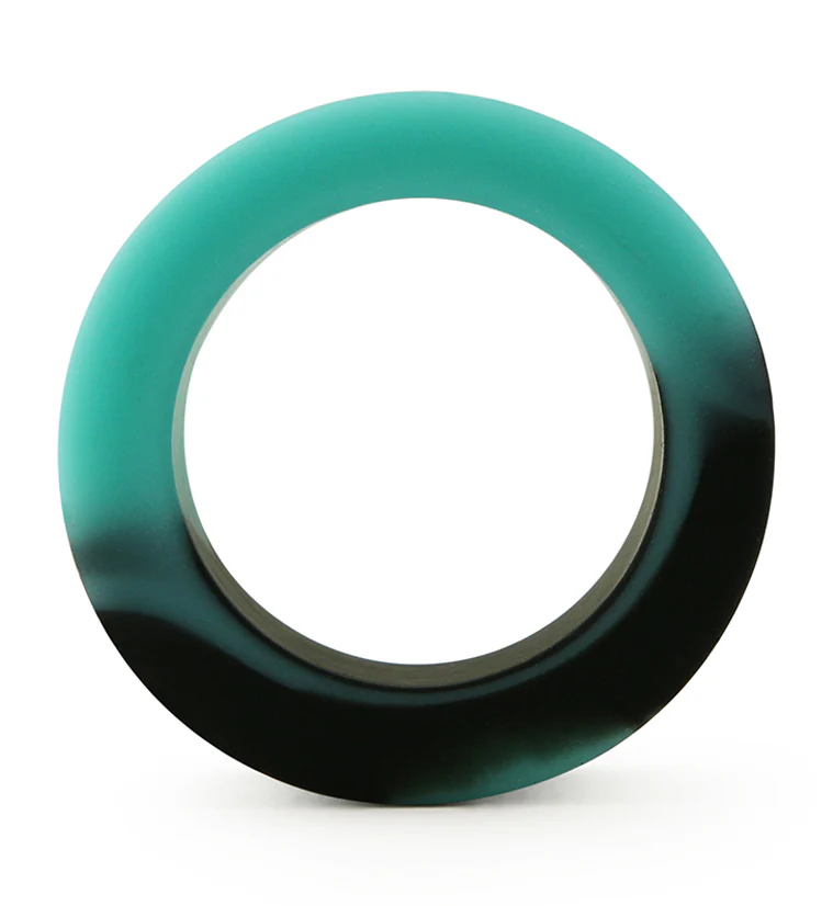 Teal And Black Double Flare Silicone Tunnel Plugs - Image 4