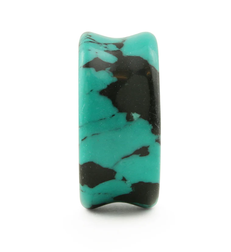 Black & Teal Howlite Stone Plugs - Image 4