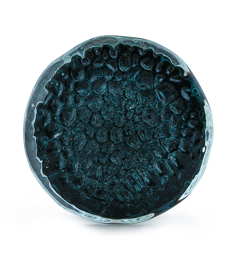 Teal Hammered Glass Double Flare Plugs - Image 3