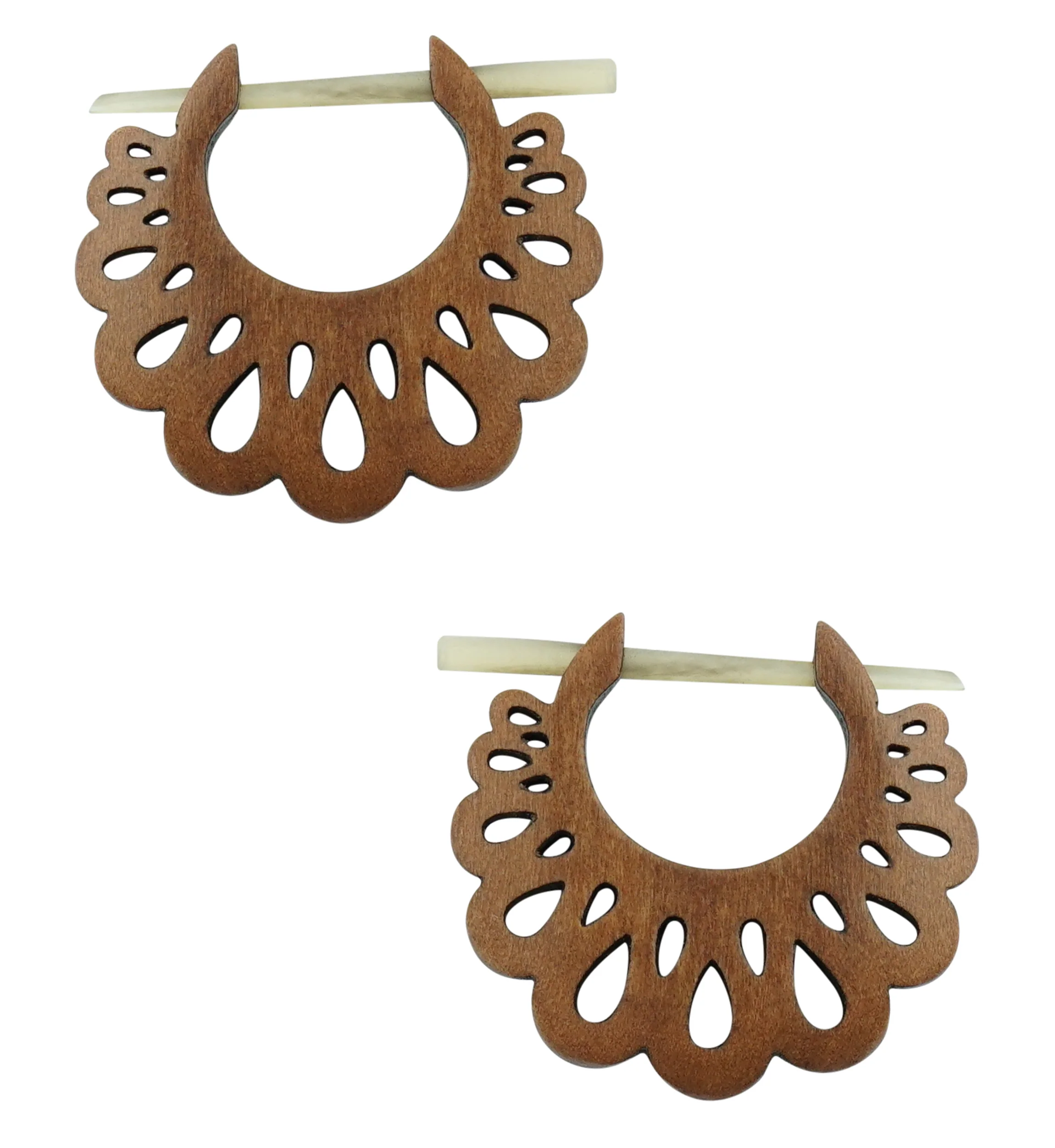 Teardrop Scallop Hoop Wood Earrings