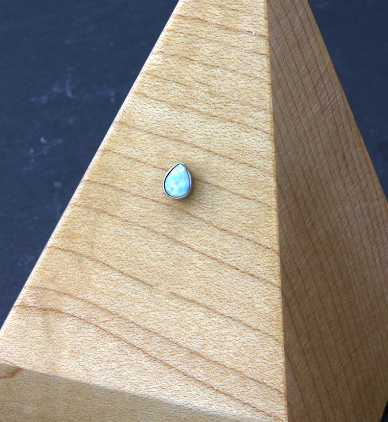 Teardrop White Opalite Threadless Titanium Top - Image 2