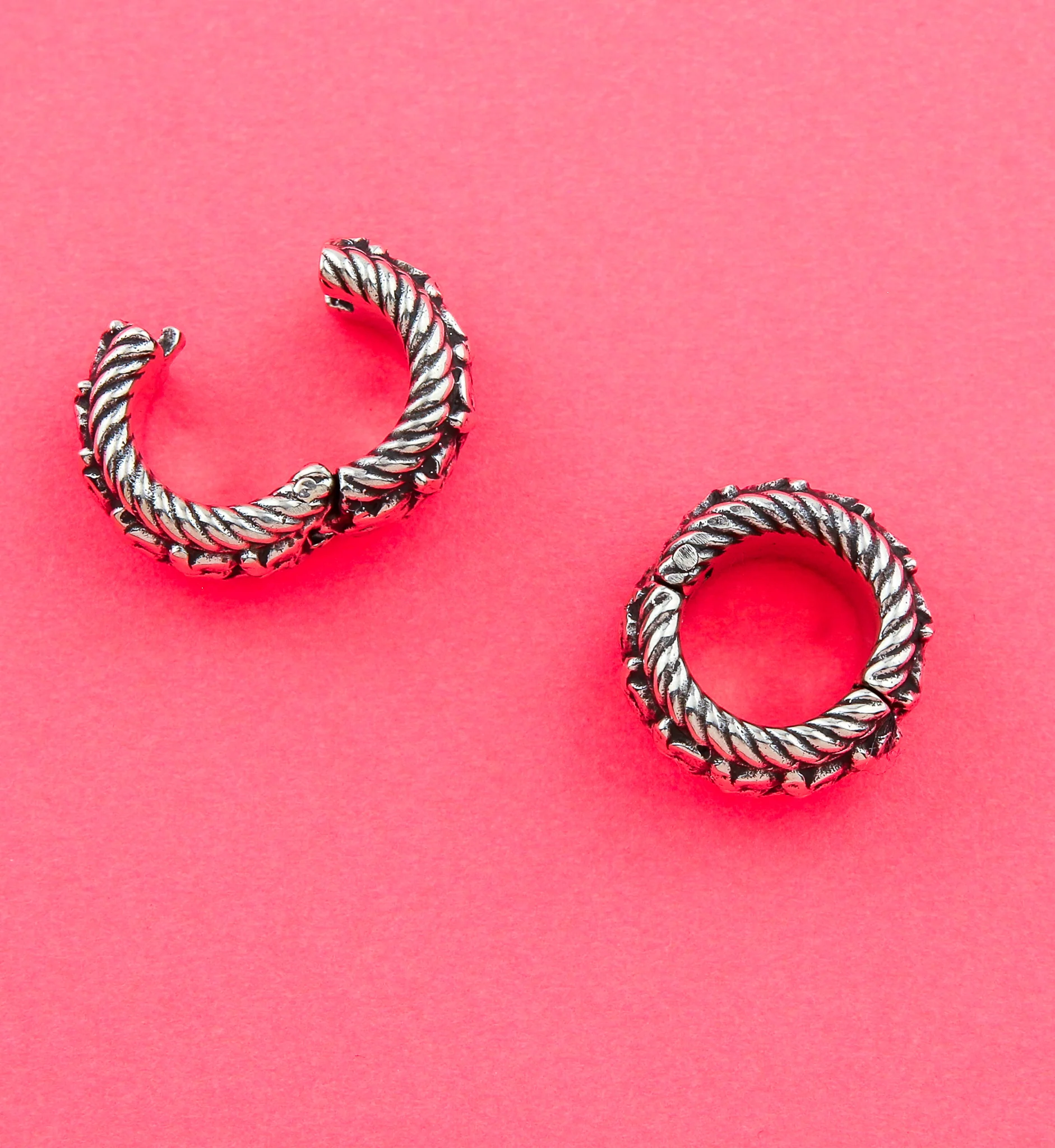 Fiber White Brass Hinged Stretched Lobe Cuffs - Image 2