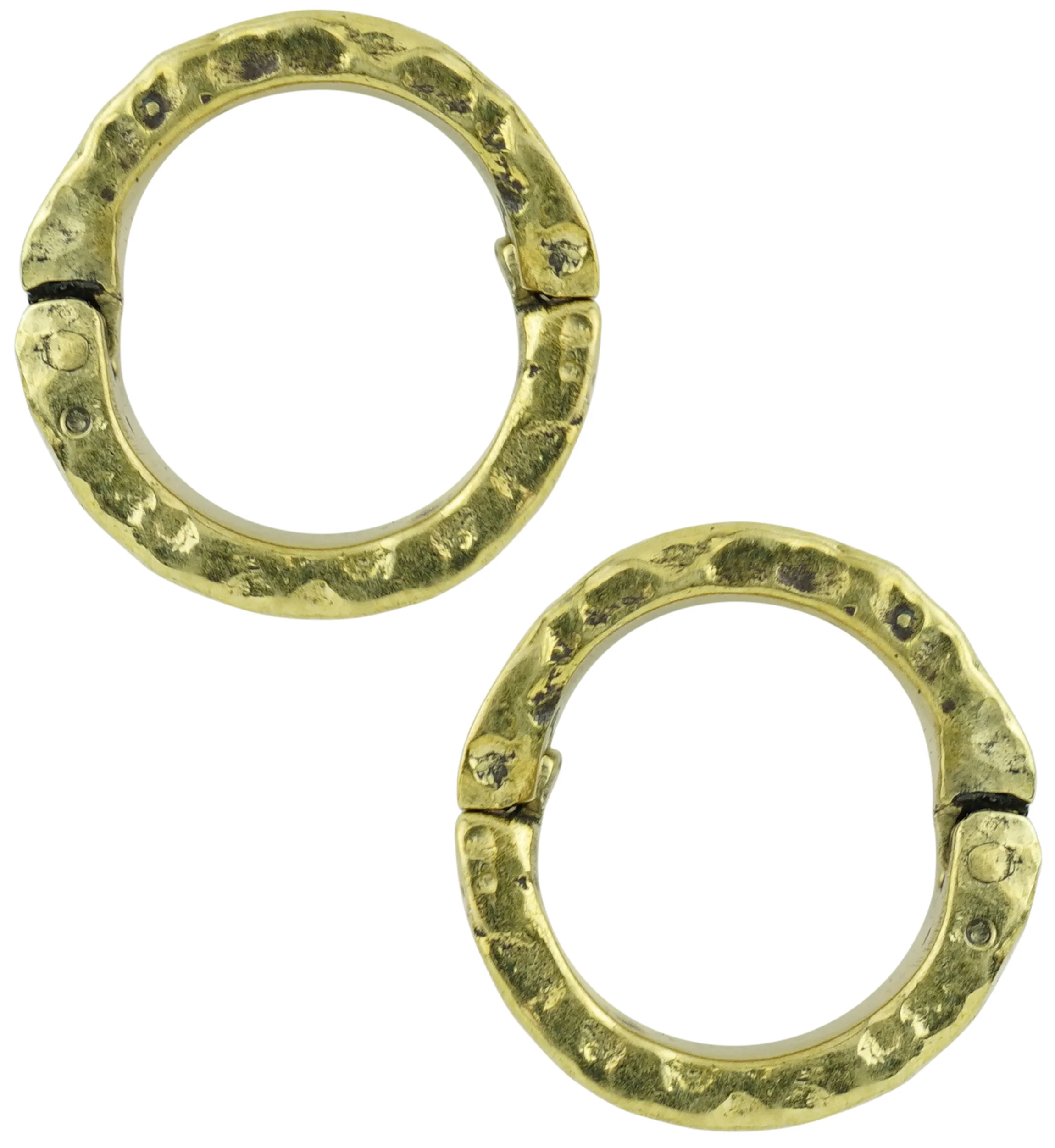 Thick Hammered Brass Hinged Stretched Ear Cuffs - Image 3