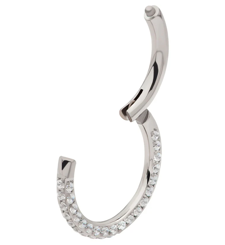 Three Sided CZ Titanium Hinged Segment Ring - Image 3