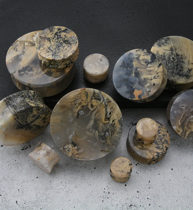 Tiger Agate Dendritic Stone Plugs - Image 3