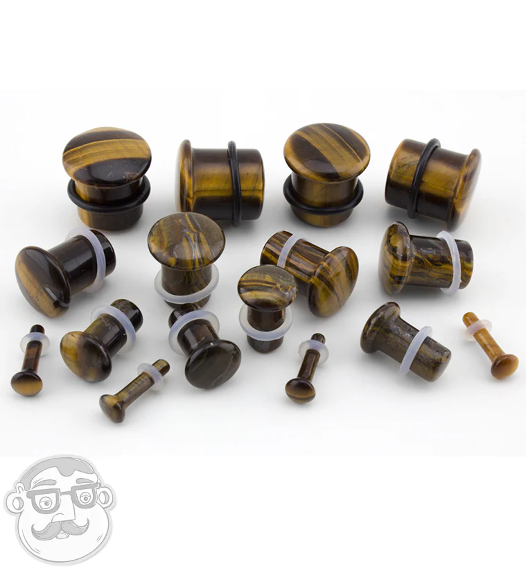 Tiger Eye Stone Plugs - Single Flare - Image 4