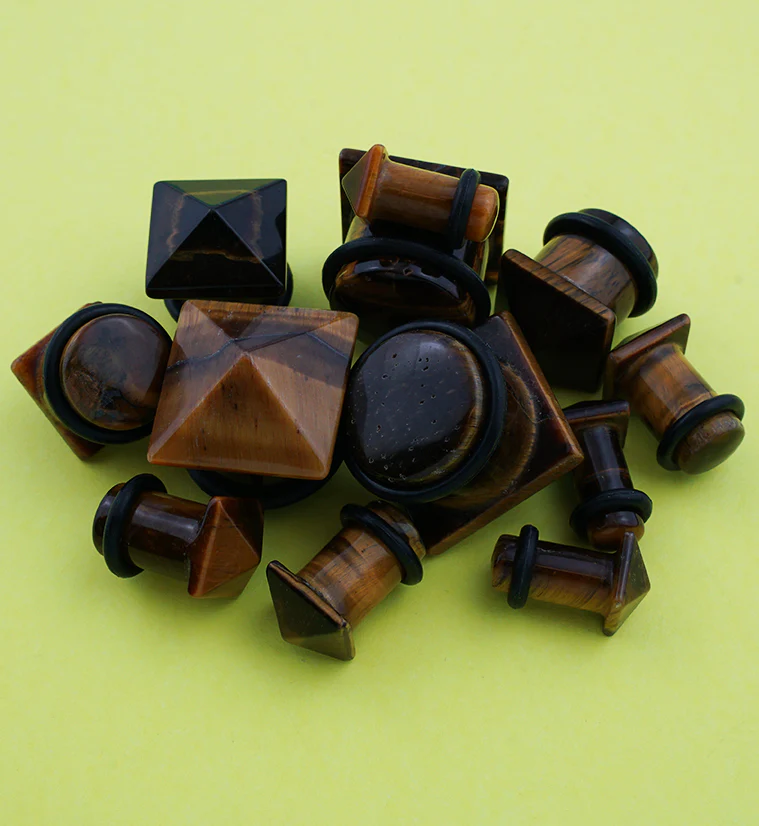 Tiger Eye Stone Squared Plugs - Image 2