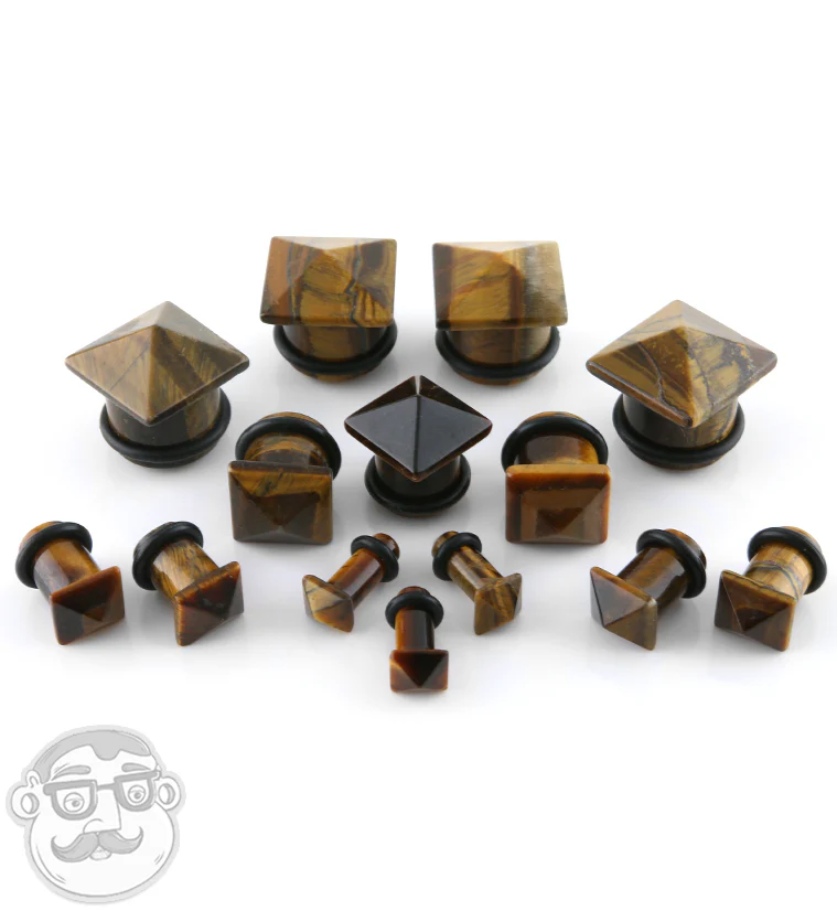 Tiger Eye Stone Squared Plugs - Image 3