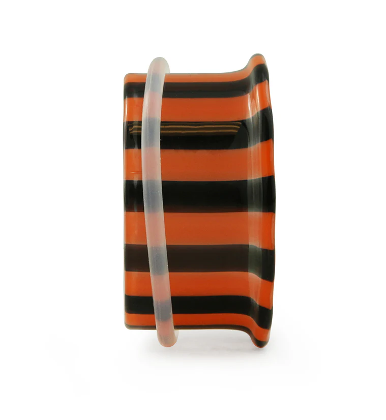 Tiger Stripe Glass Tunnel Plugs - Single Flare - Image 5