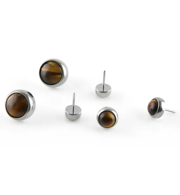 Tigers Eye Stone Titanium Threadless Top - Image 3