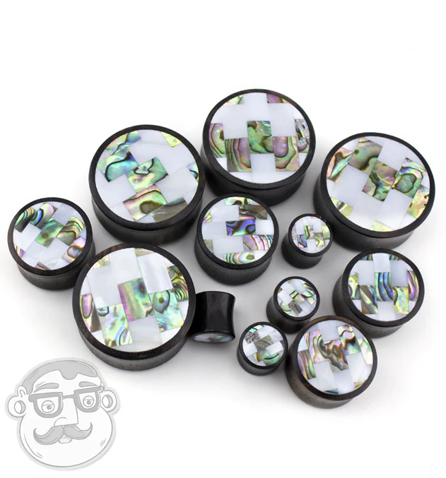 Tiled MOP & Abalone Shell Wood Plugs - Image 3