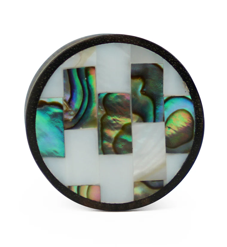 Tiled MOP & Abalone Shell Wood Plugs - Image 6