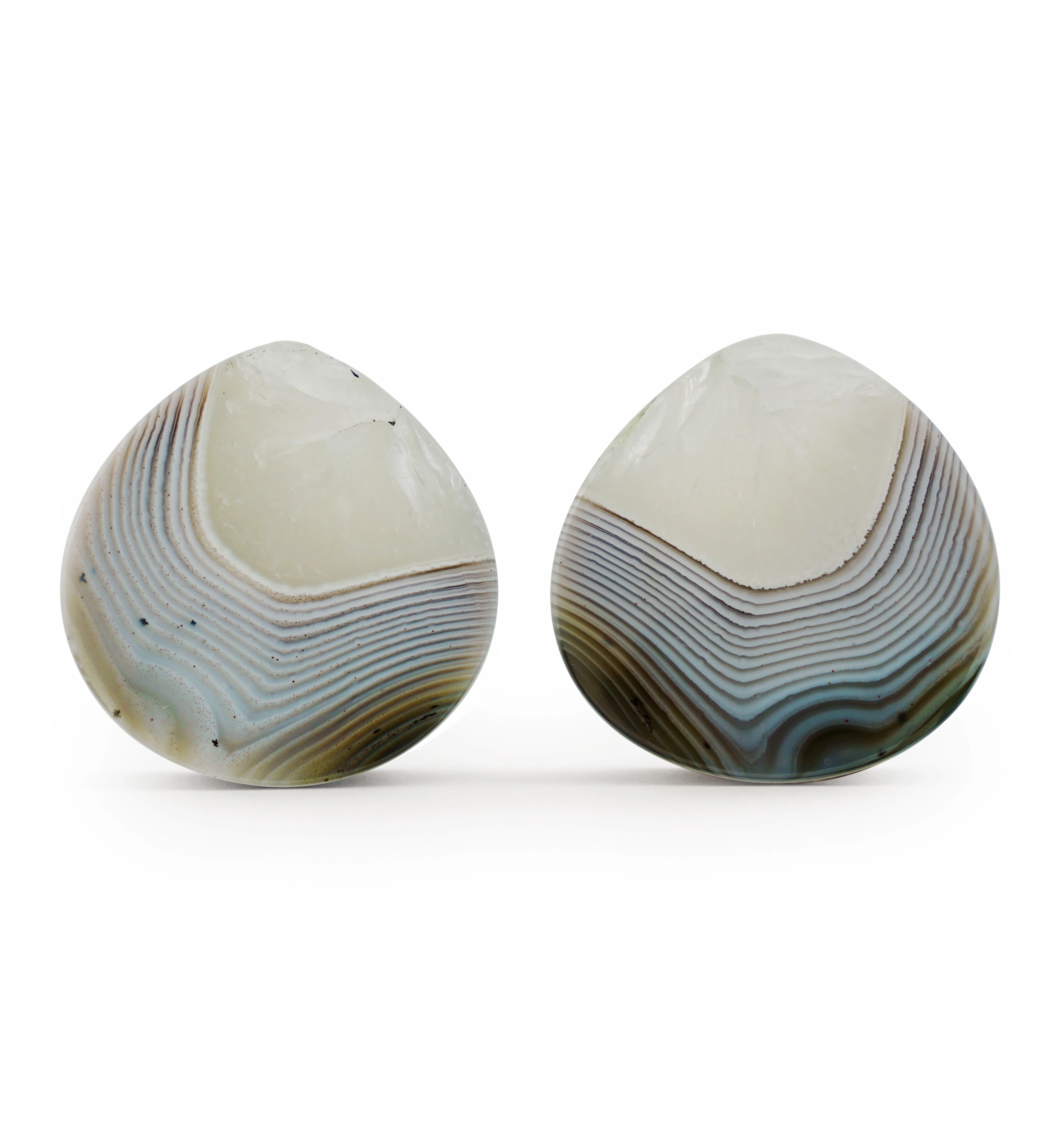 1 & 3/4" (44mm) Timor Agate Teardrop Double Flare Plugs Version 1