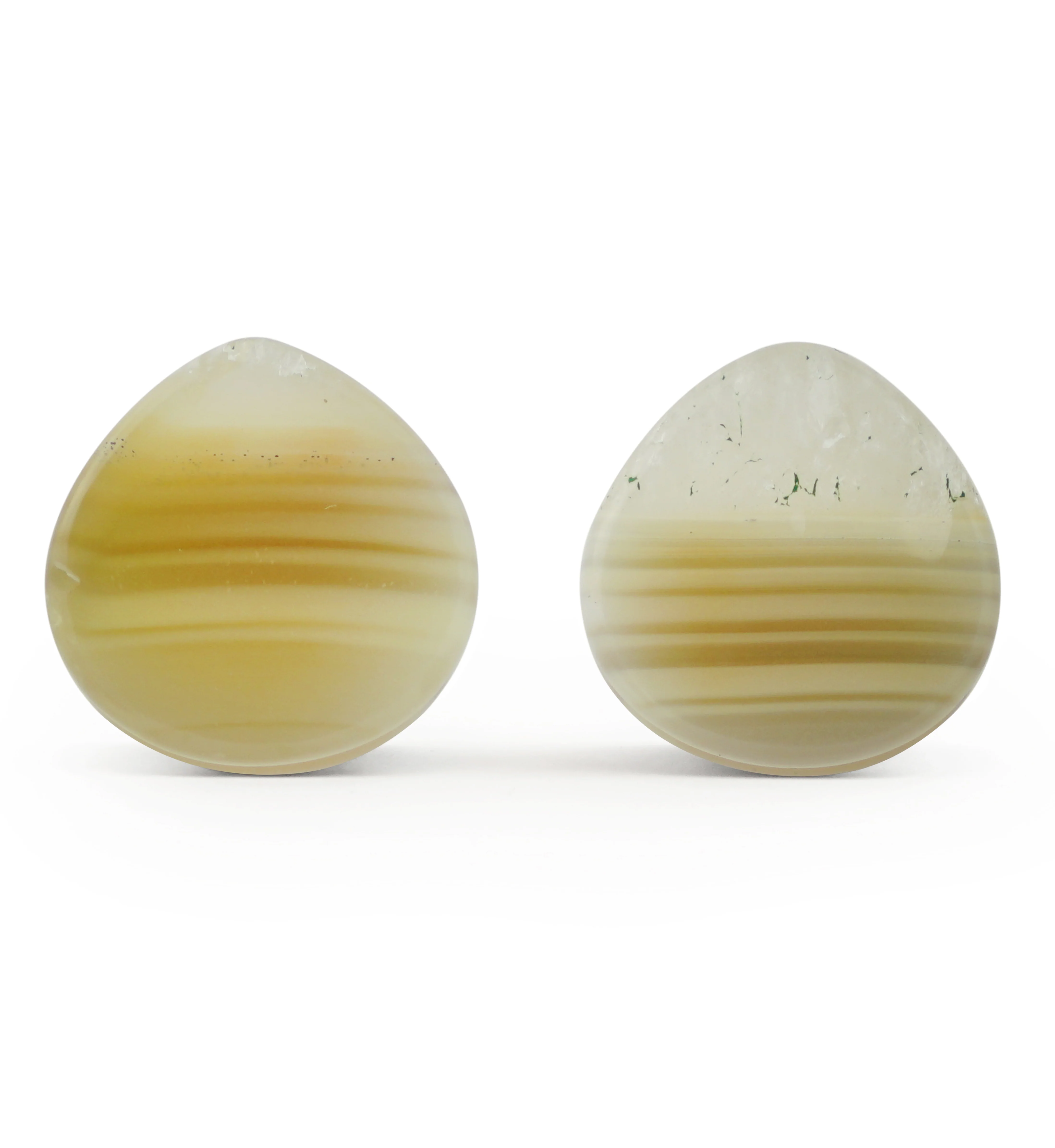 9/16" (14mm) Timor Agate Teardrop Double Flare Plugs Version 1
