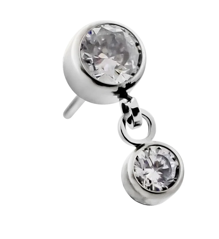 Titanium Dangle Bezel CZ Threadless Top
