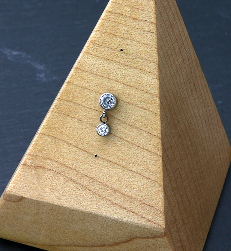 Titanium Dangle Bezel CZ Threadless Top - Image 2