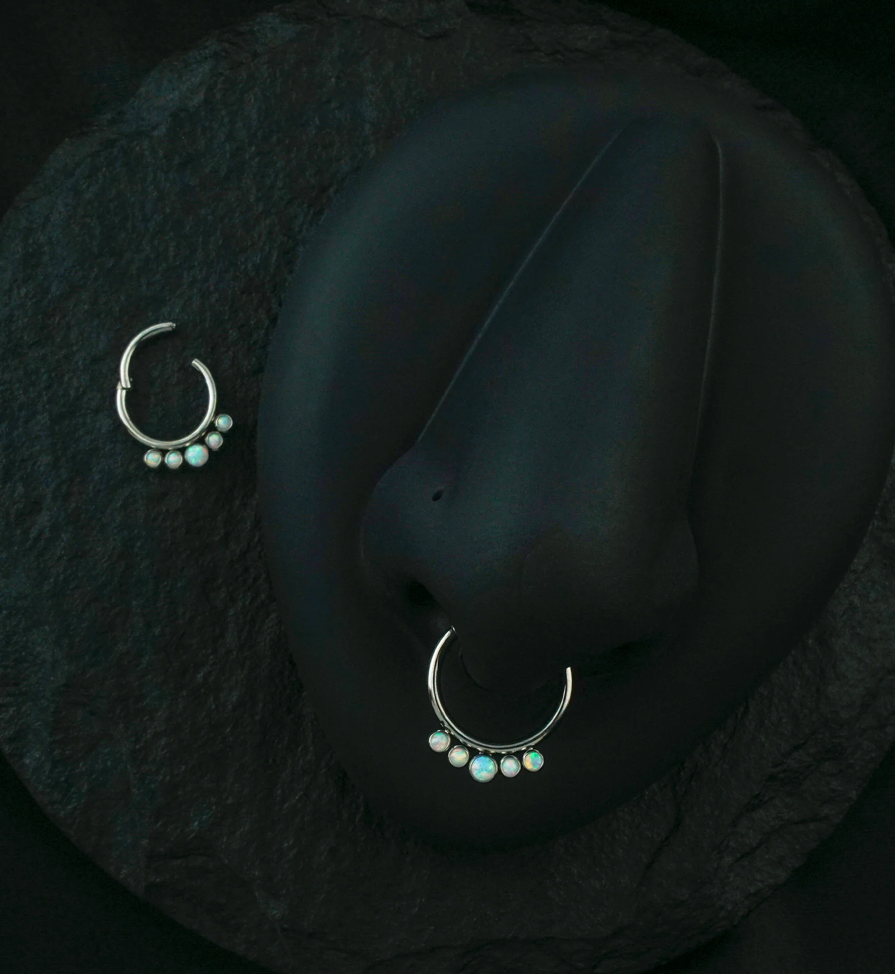Titanium Hinged Multi Opalite Segment Ring - Image 2