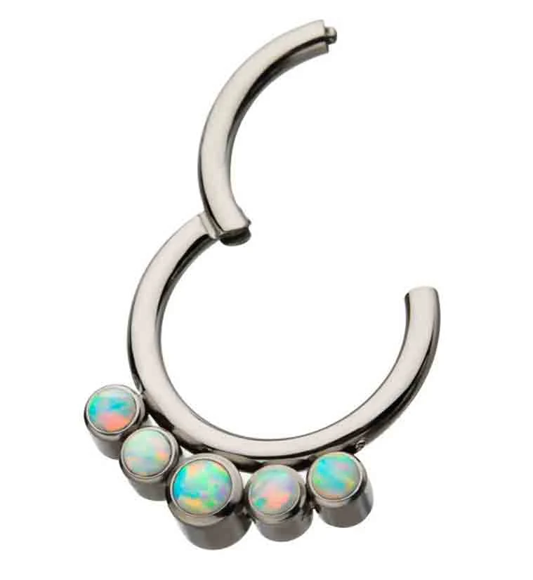 Titanium Hinged Multi Opalite Segment Ring - Image 4