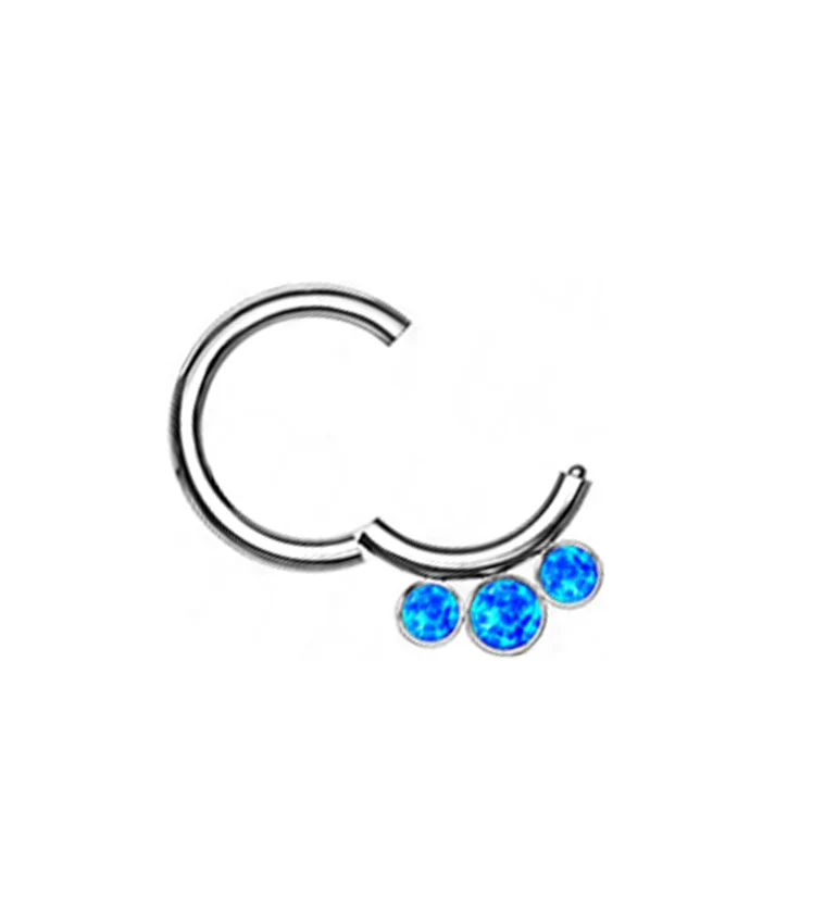 Titanium Hinged Triple Blue Opalite Segment Ring - Image 2