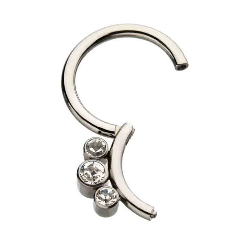 Titanium Hinged Triple CZ Segment Ring - Image 2
