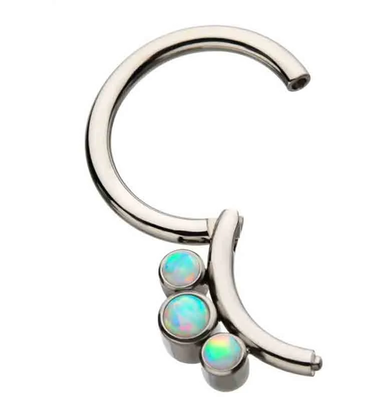 Titanium Hinged Triple Opalite Segment Ring - Image 2