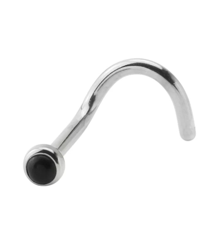 Titanium Nose Screw With Black Onyx Stone
