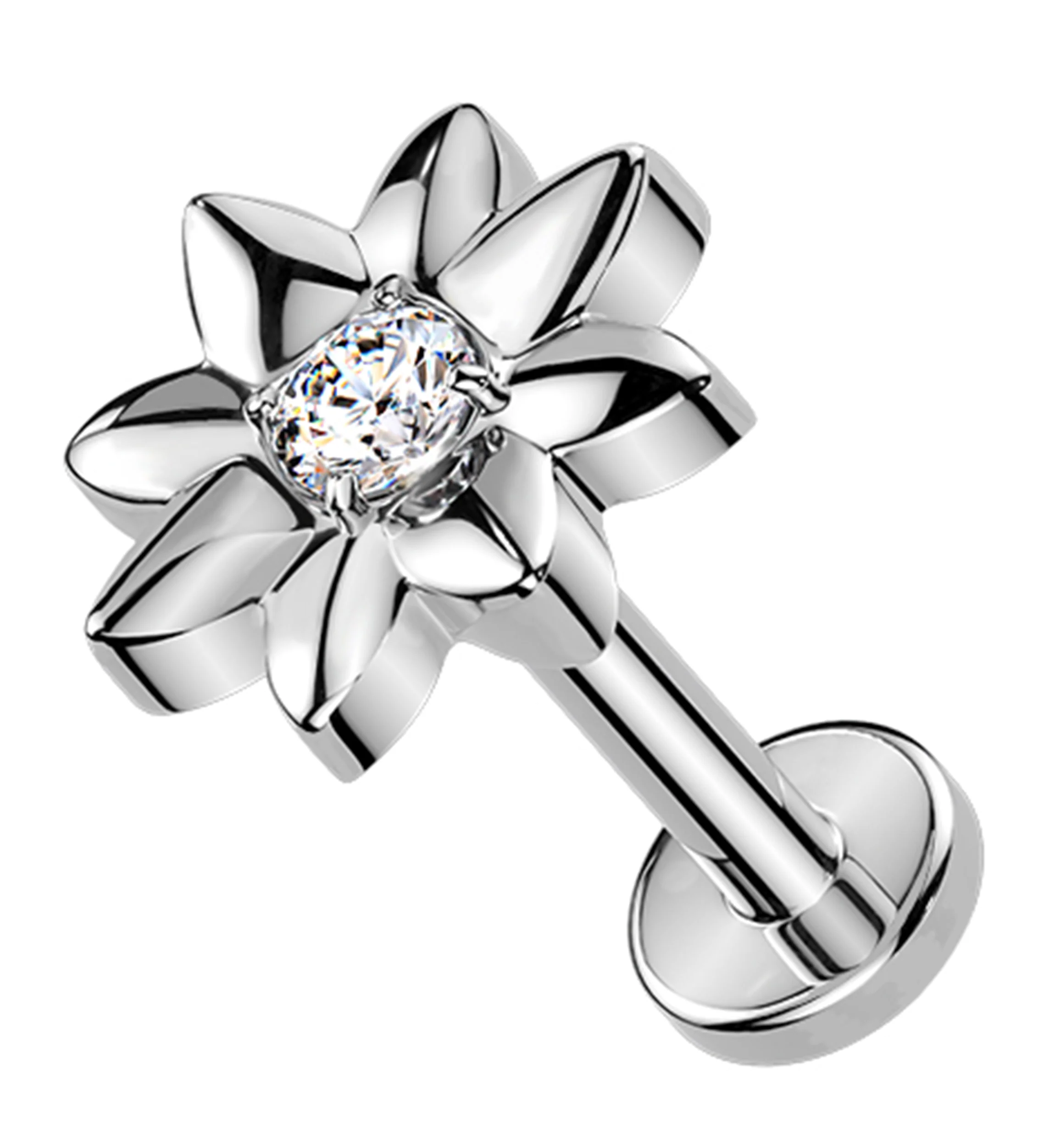 Tithonia Clear CZ Titanium Threadless Labret