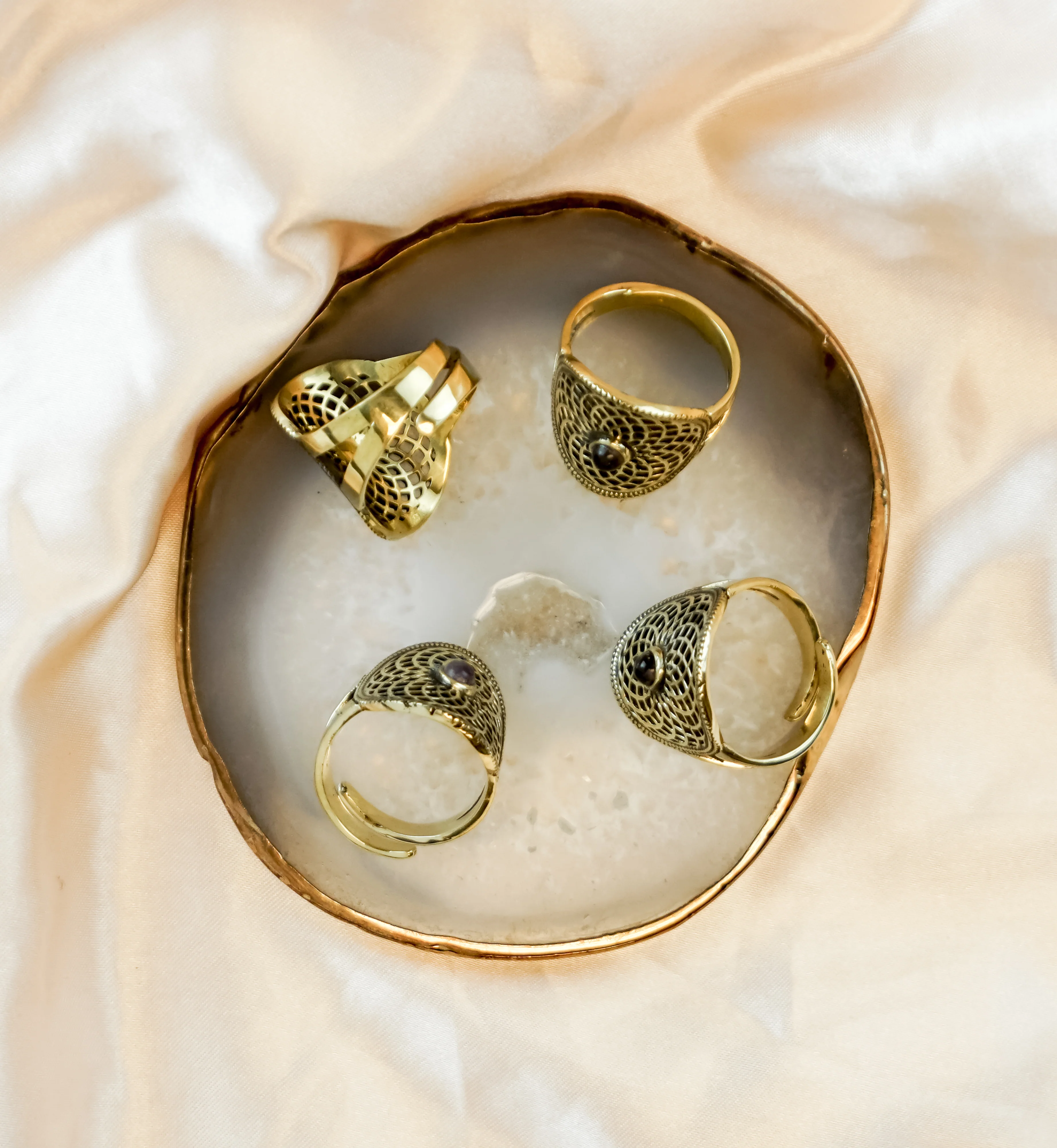 Torus Amethyst Stone Brass Ring - Image 4