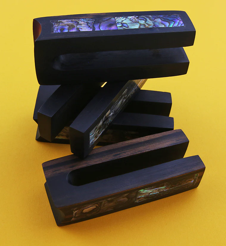 Tower Areng Wood Ear Weights with Abalone Shell Inlay - Image 2