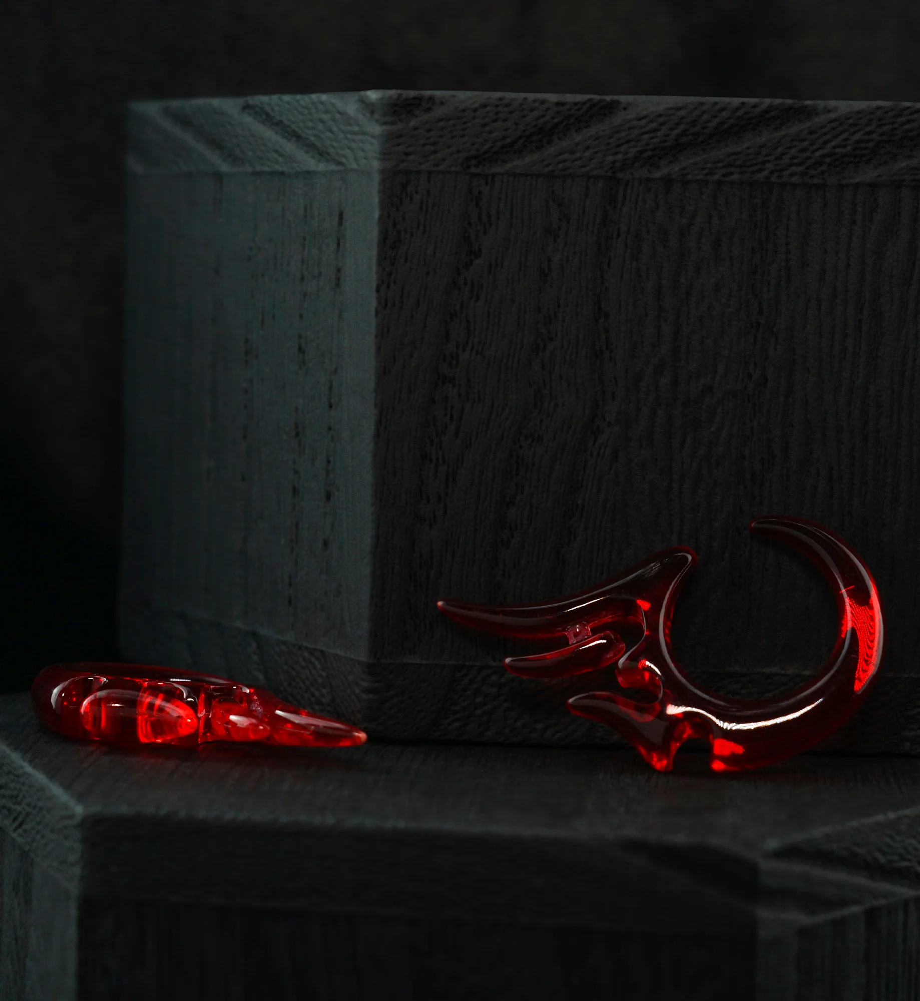 Transparent Red Tribal Wing Spiral Plugs - Image 2
