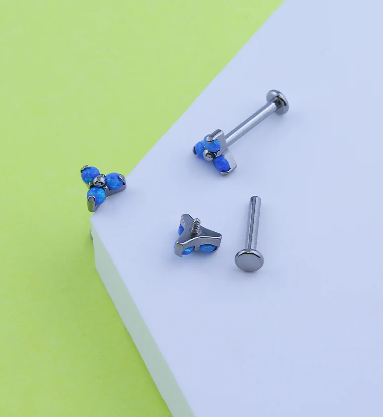 Triad Blue Opalite Titanium Internally Threaded Labret - Image 2