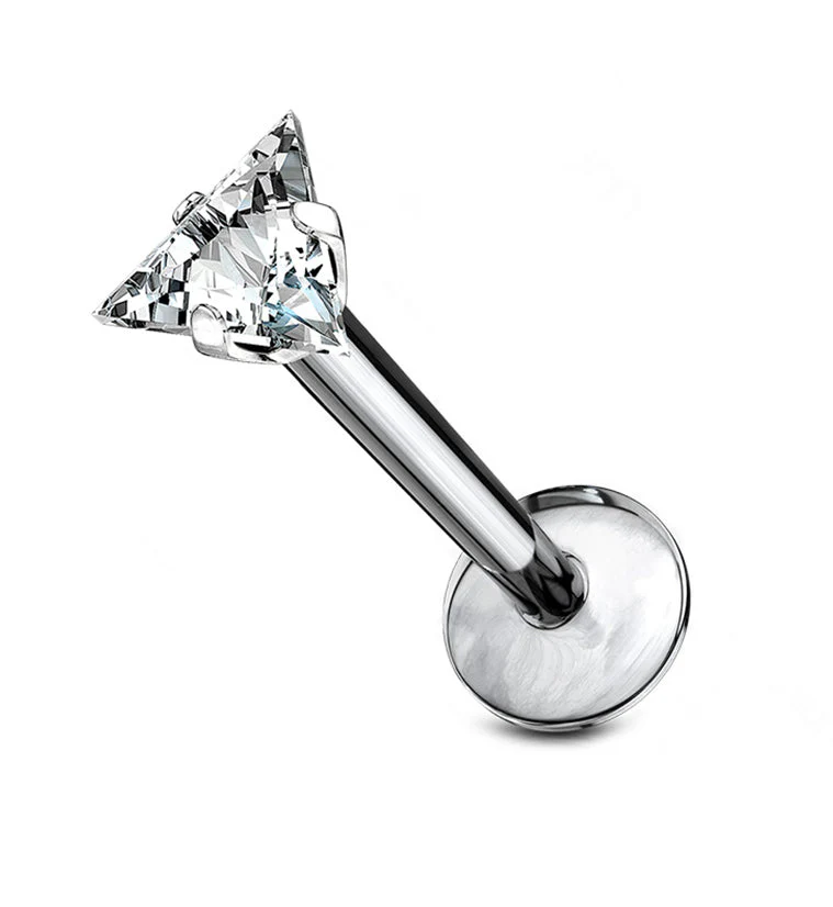 Triangle CZ Prong Titanium Internally Threaded Labret