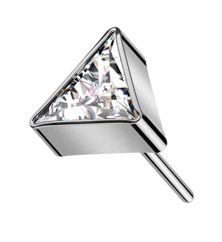 Triangle CZ Threadless Titanium Top