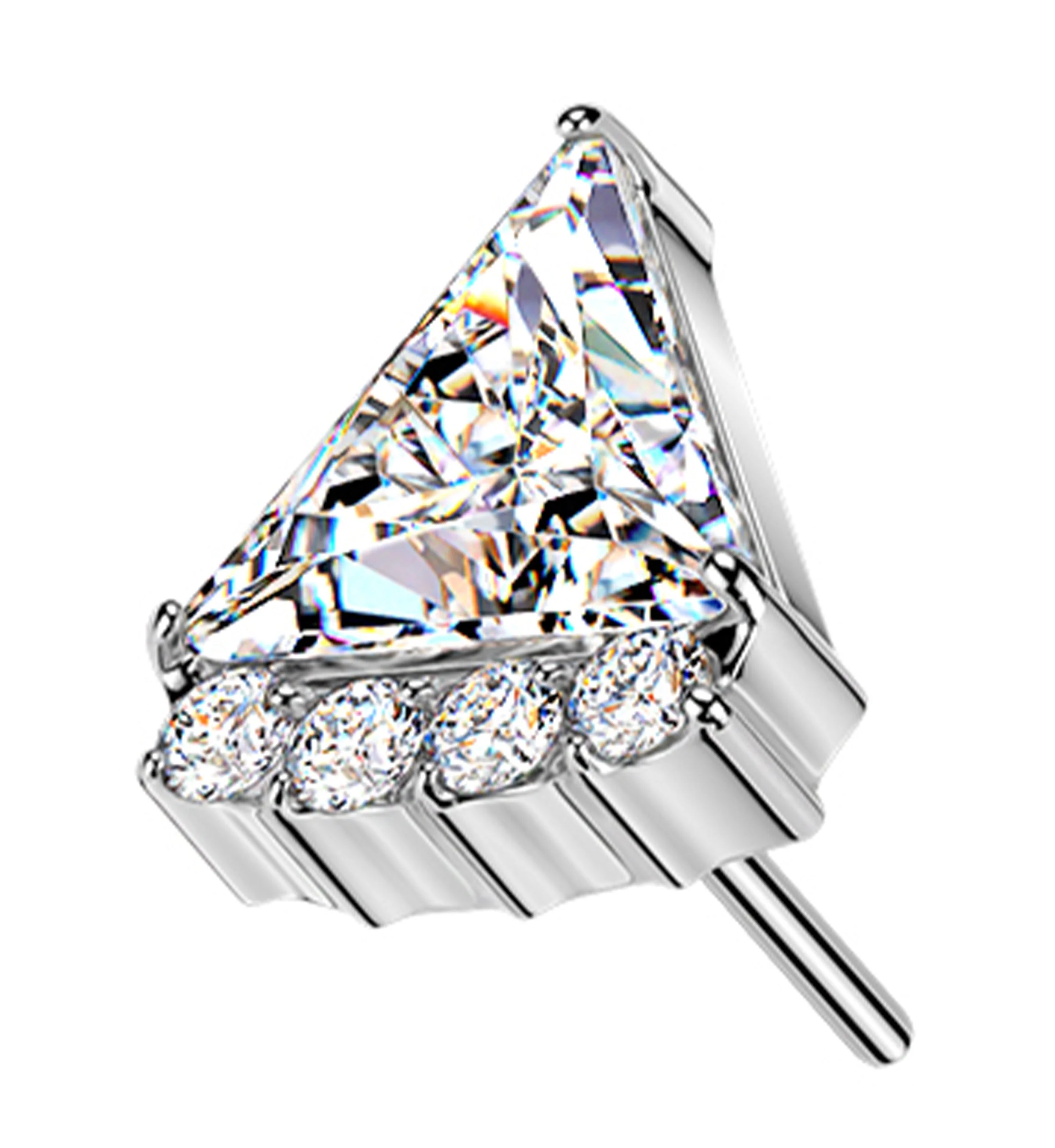 Triangle Slice Clear CZ Titanium Threadless Top