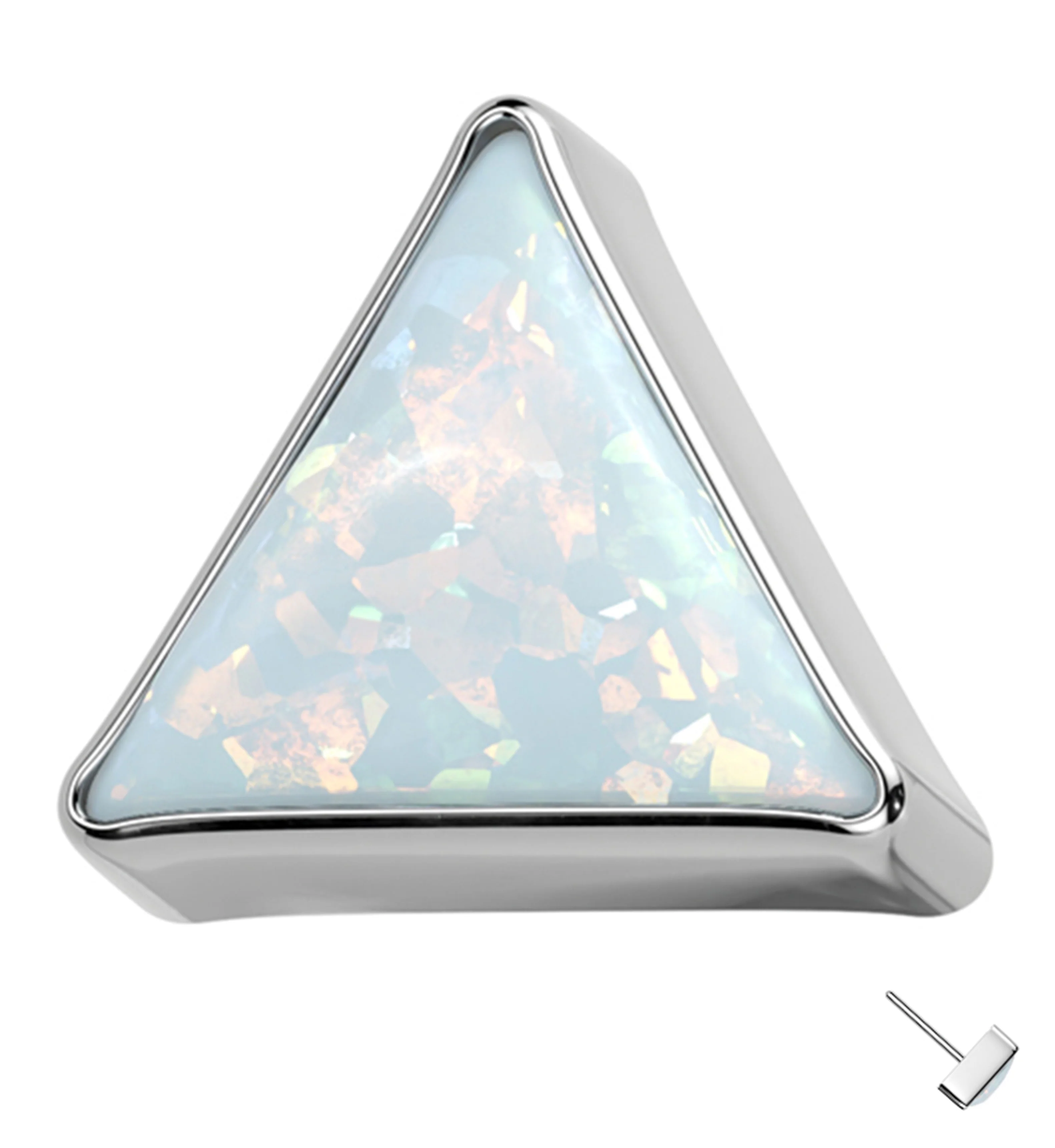 Triangle White Opalite Titanium Threadless Top