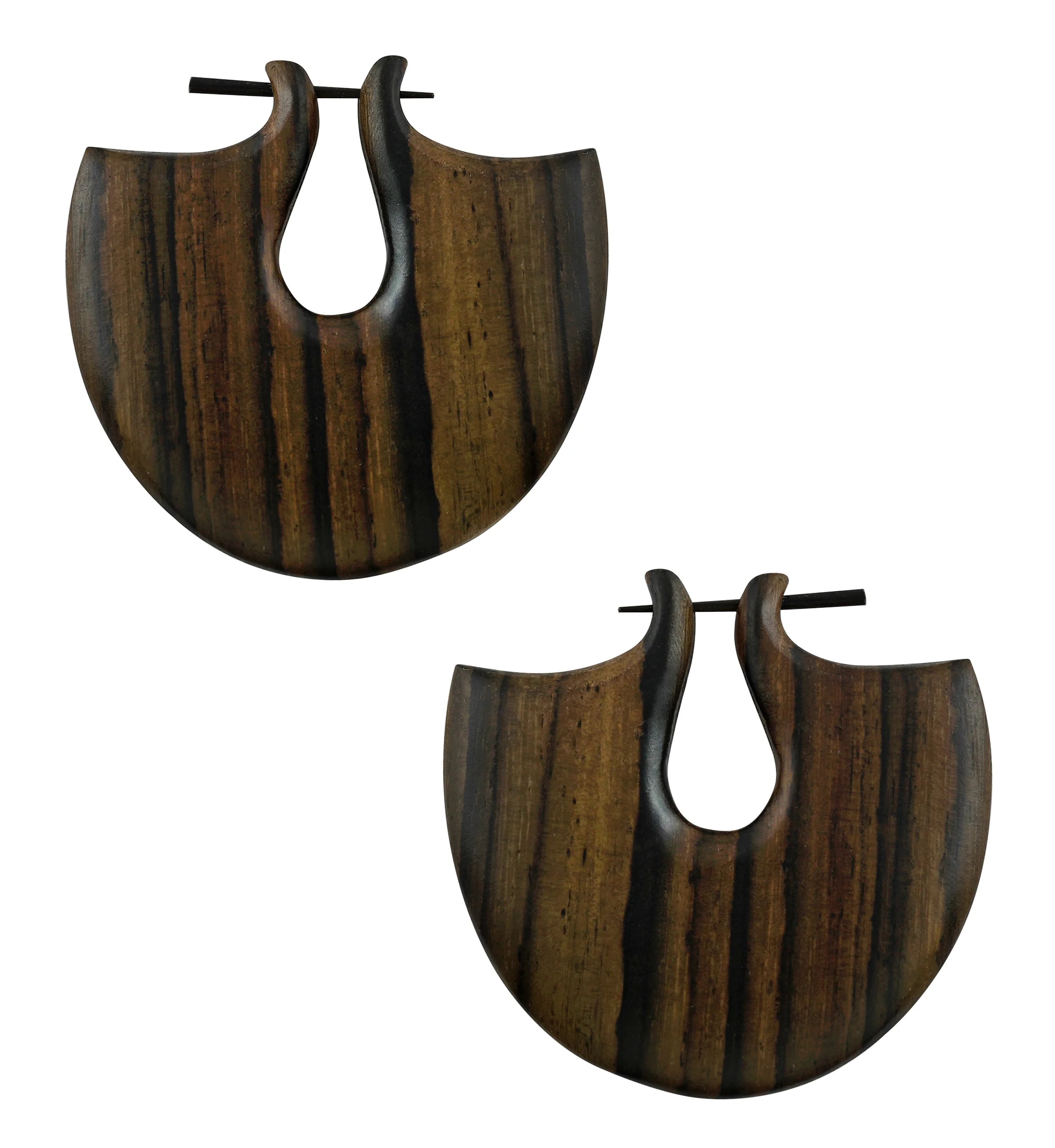 Tribal Keyhole Wooden Earrings