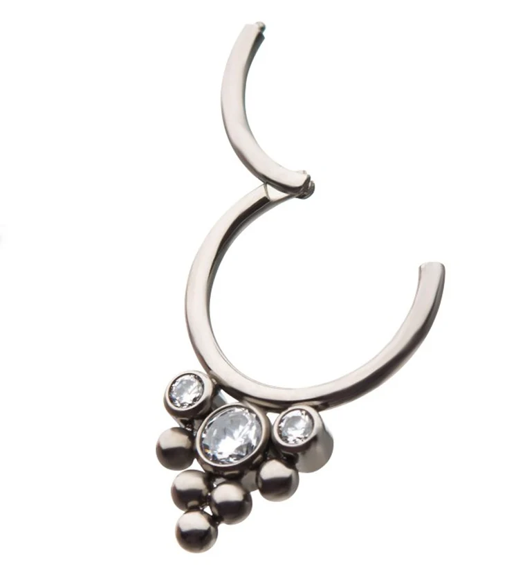 Trident Beaded Titanium Hinged Segment Ring - Image 2