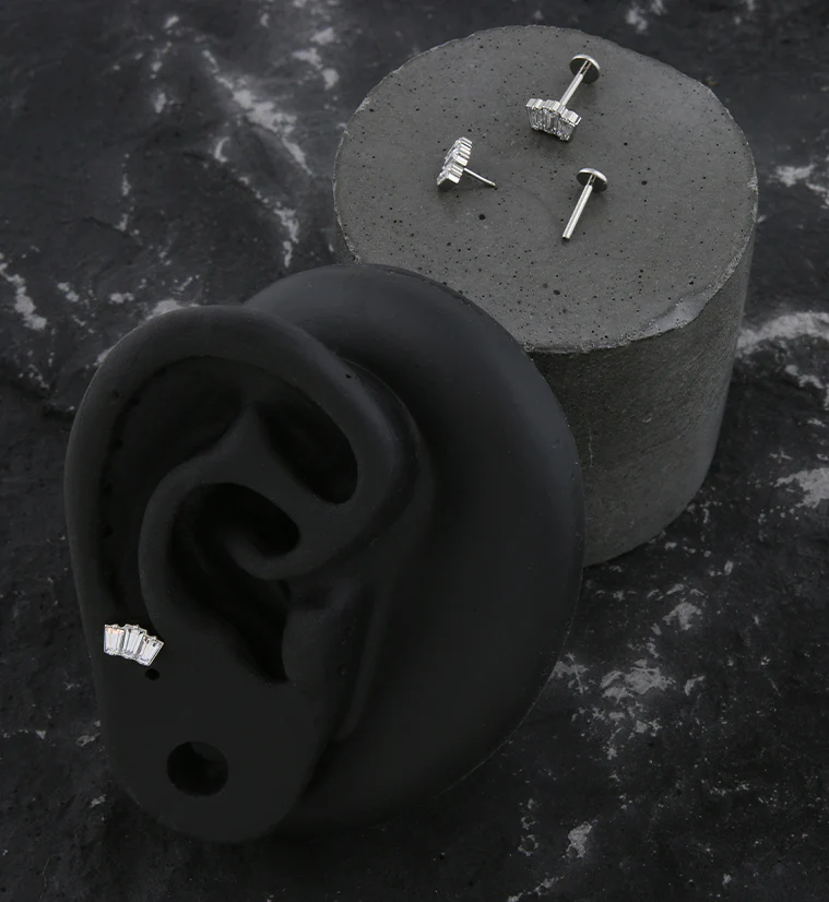 Trinal Clear CZ Threadless Titanium Labret - Image 2