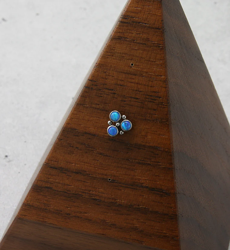 Trinity Beaded Blue Opalite Threadless Titanium Top - Image 2