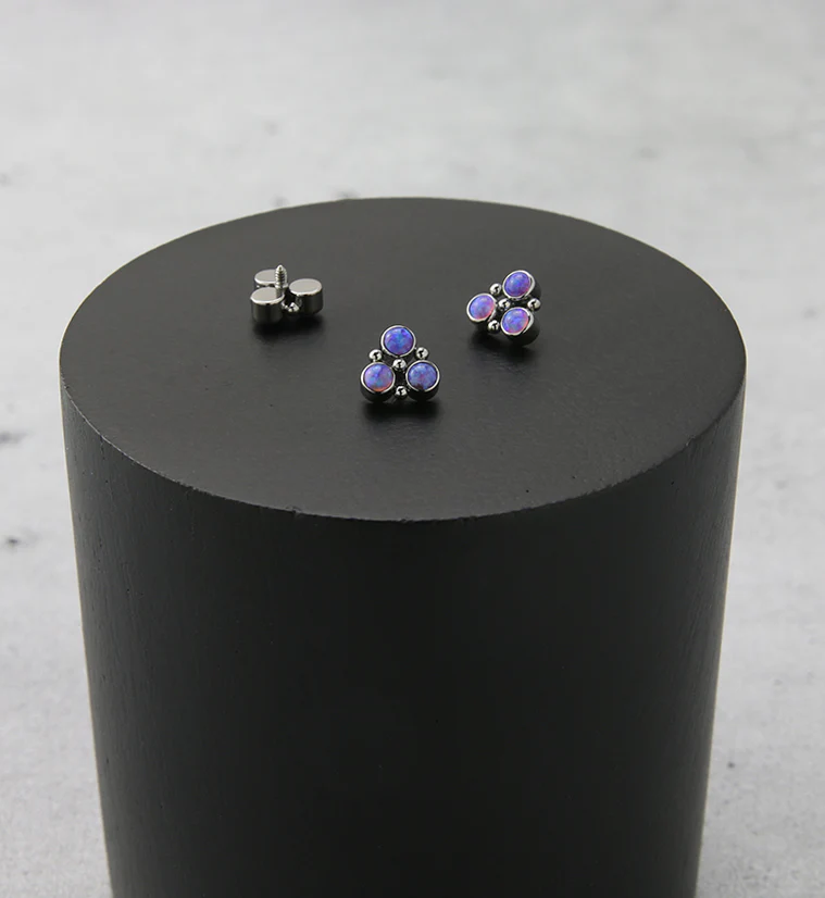 Trinity Beaded Purple Opalite Internally Threaded Titanium Top - Image 2