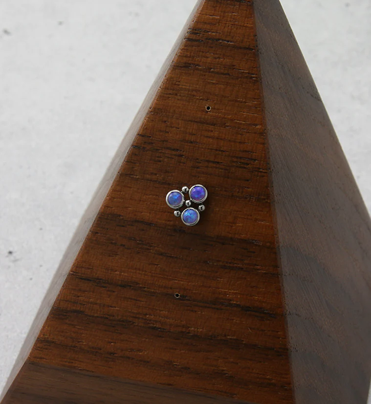 Trinity Beaded Purple Opalite Threadless Titanium Top - Image 2
