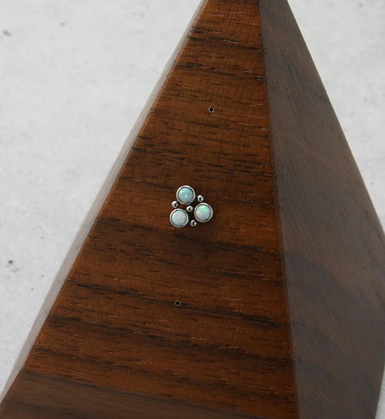 Trinity Beaded White Opalite Threadless Titanium Top - Image 2