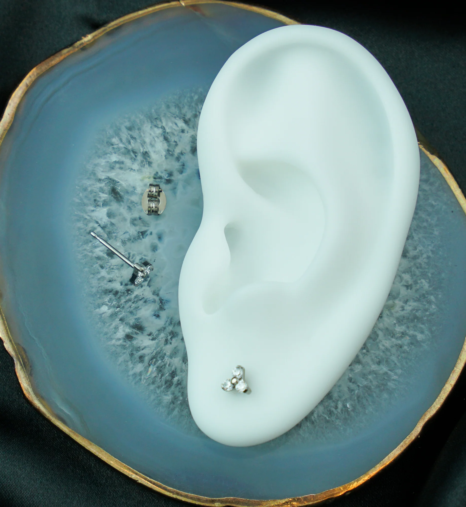 Trinity Clear CZ Titanium Stud Earrings - Image 2