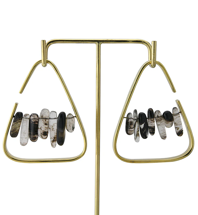 Trinity Smokey Quartz Brass Ear Weights - Image 3