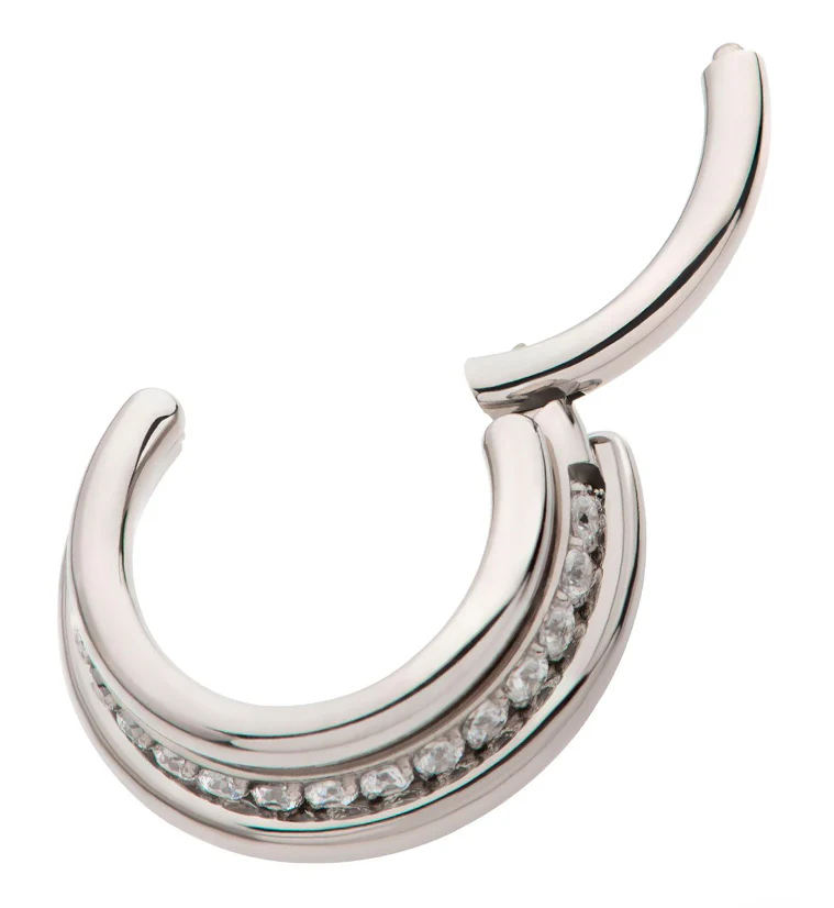 Triple Band CZ Titanium Hinged Segment Ring - Image 3