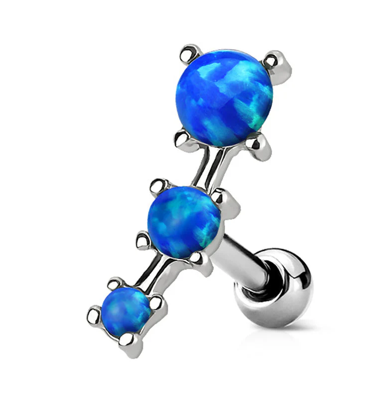 Triple Blue Opalite Ball Steel Cartilage Barbell
