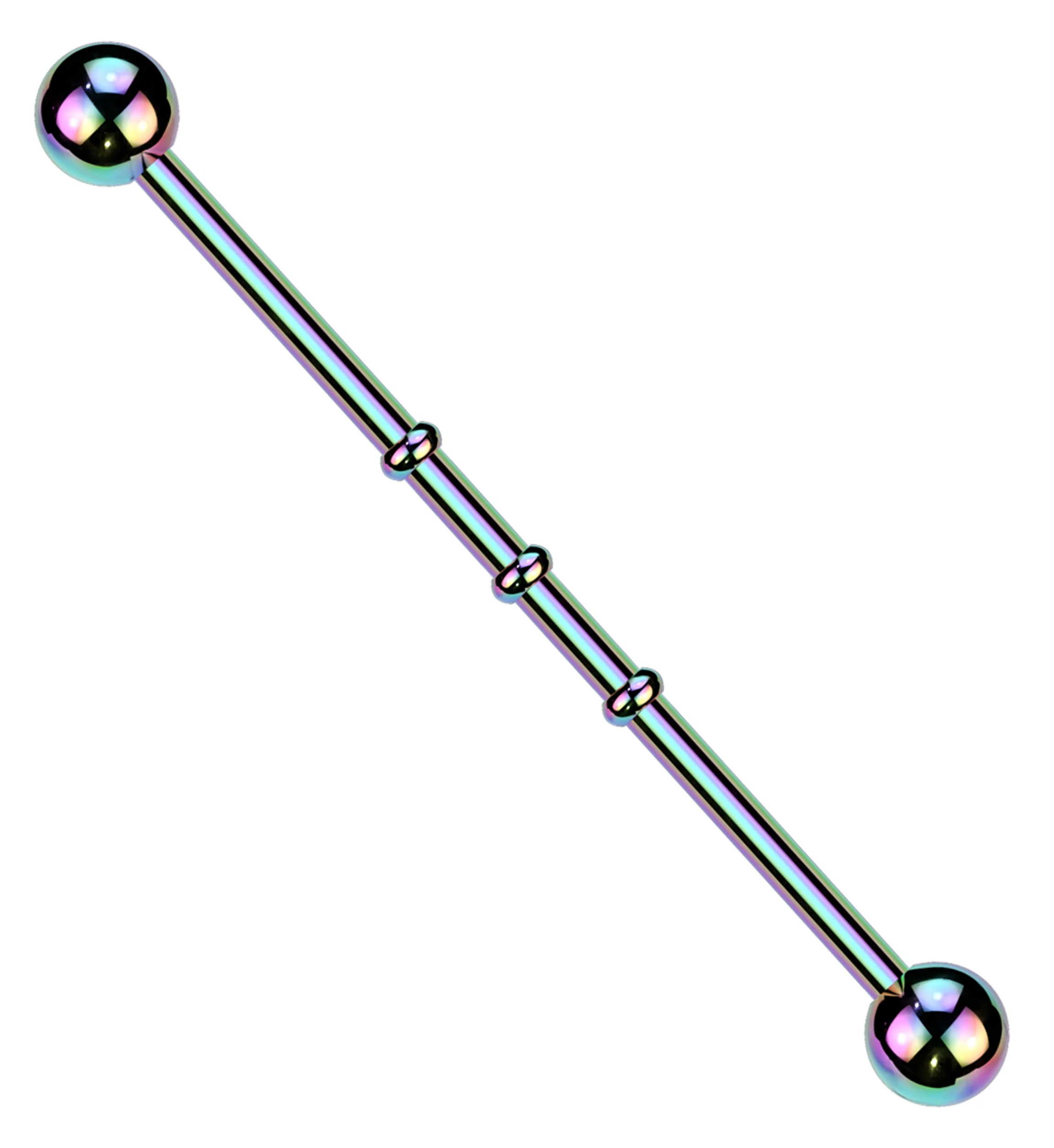 Triple Bump Rainbow PVD Industrial Stainless Steel Barbell
