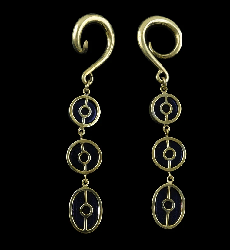 Triple Dichroic Glass Cab Brass Ear Weights Version 2 - Image 2