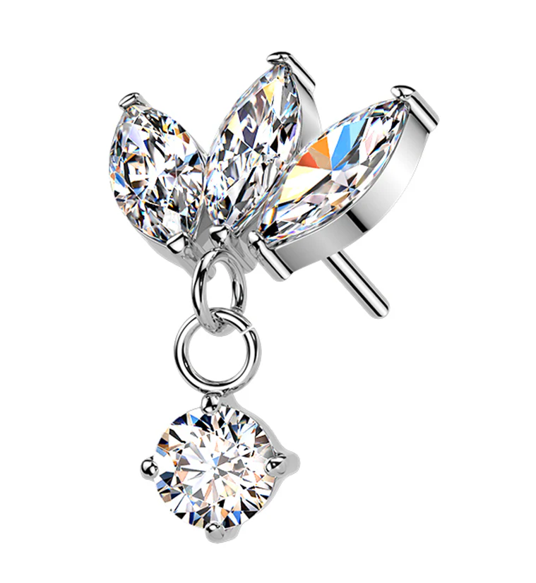 Triple Empress CZ Dangle Titanium Threadless Top